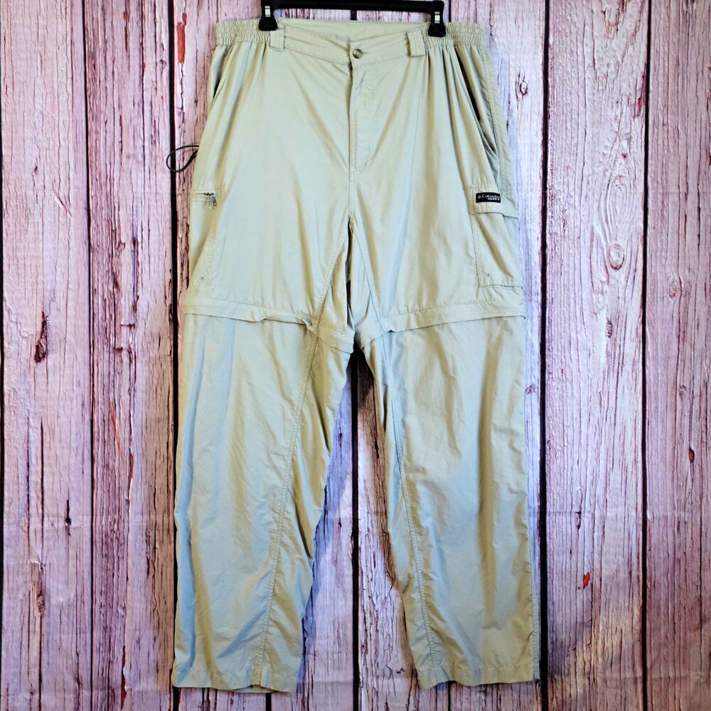 Columbia GRT Men's Packable Cargo Pants Beige Solid Nylon/Poly Waist 32"